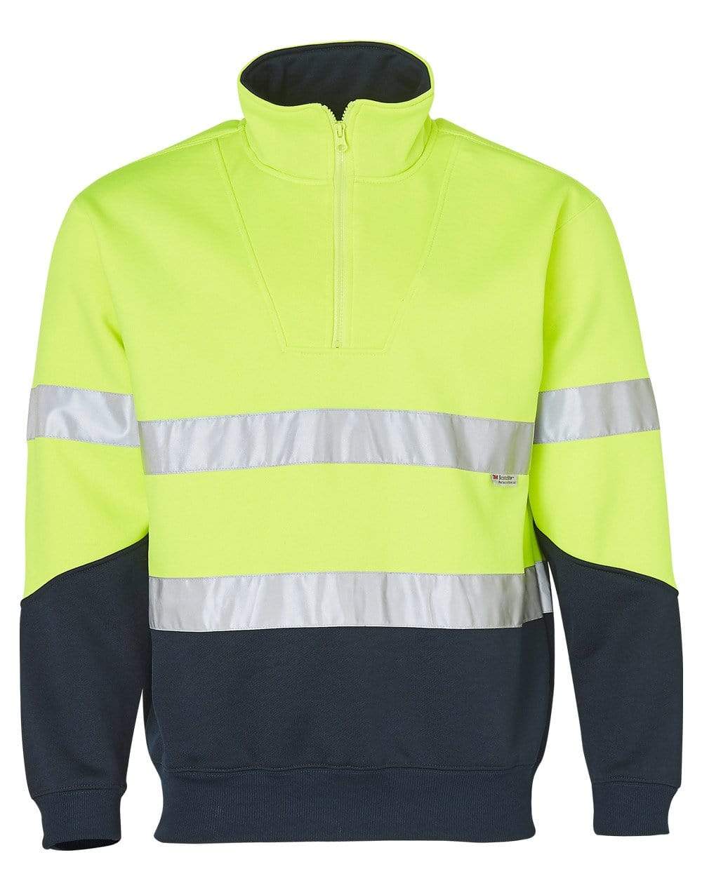 Australian Industrial Wear Work Wear Fluoro Yellow/Navy / S HI-VIS LONG SLEEVE FLEECE SWEAT SW14